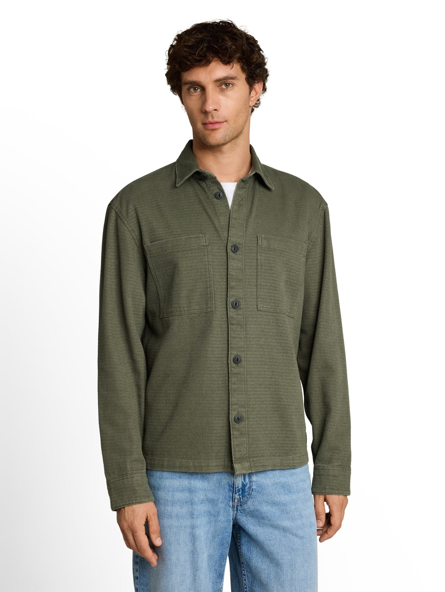 Tom Tailor denim Herren Hemden lang Urban Olive Gre