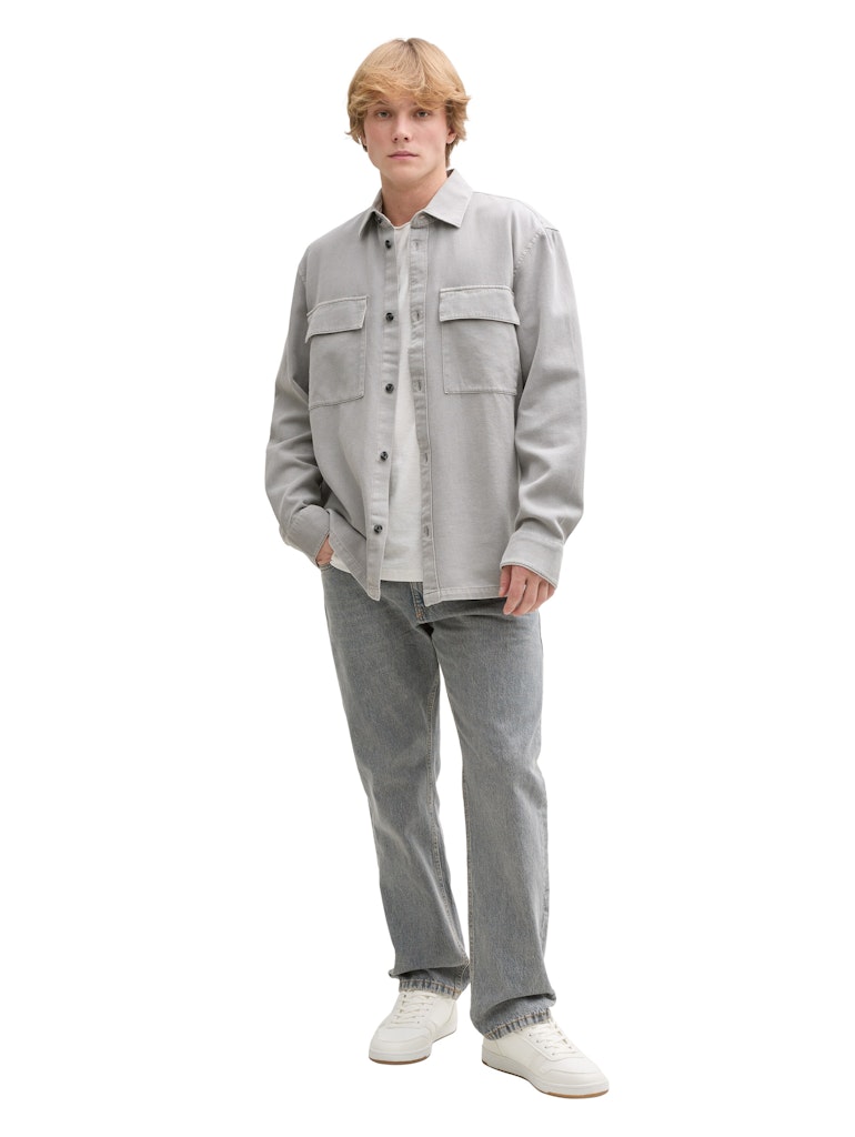 Tom Tailor denim Herren Hemden lang Chalk Grey