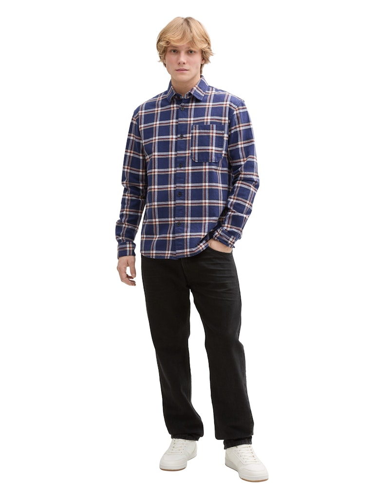 Tom Tailor denim Herren Hemden lang Dark Blueberry