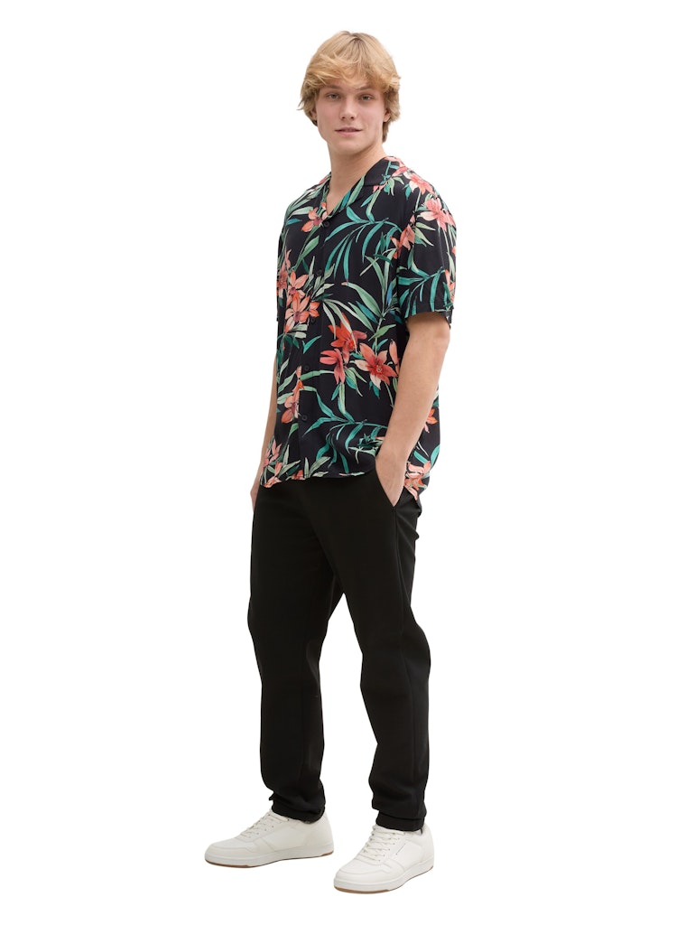 Tom Tailor denim Herren Hemden kurz Black Big Flowe