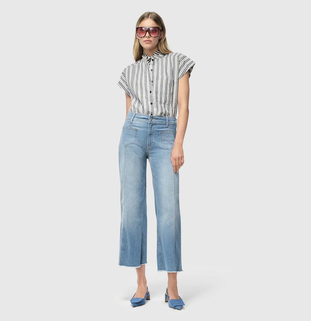 Mac Damen Jeans Blue High-Low W