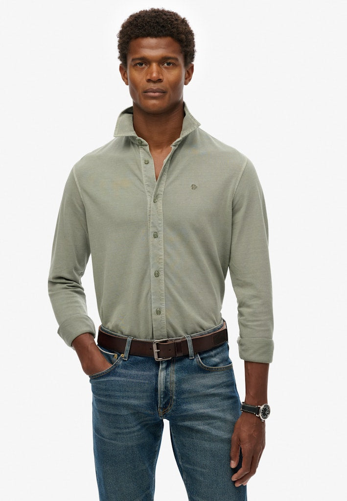 Superdry Men Herren Hemden lang Kh Light Khaki