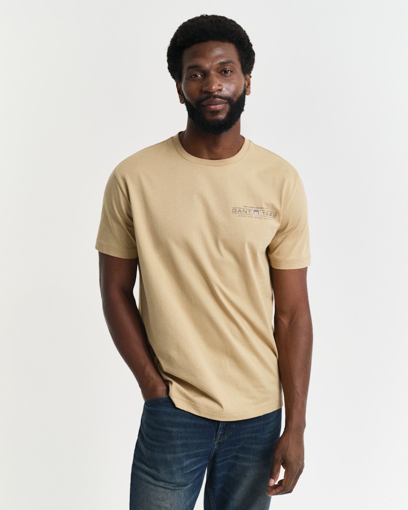Gant Herren T-Shirts kurz  Oak Beige