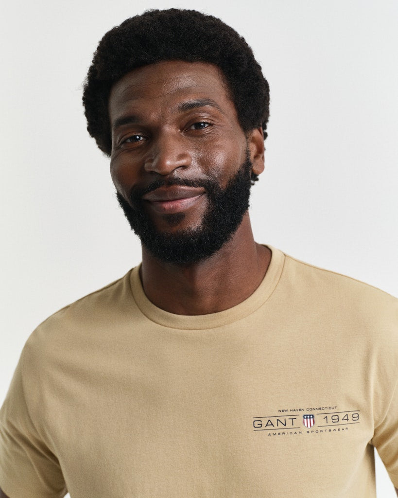 Gant Herren T-Shirts kurz  Oak Beige