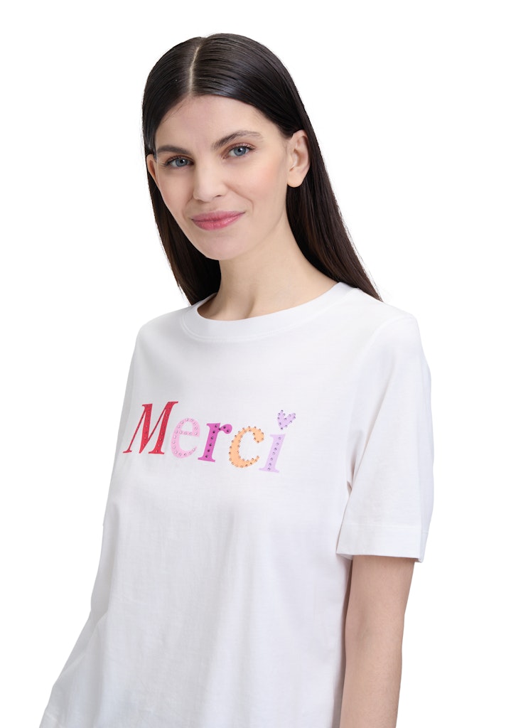 Cartoon Damen T-Shirts Patch Cream/Pin