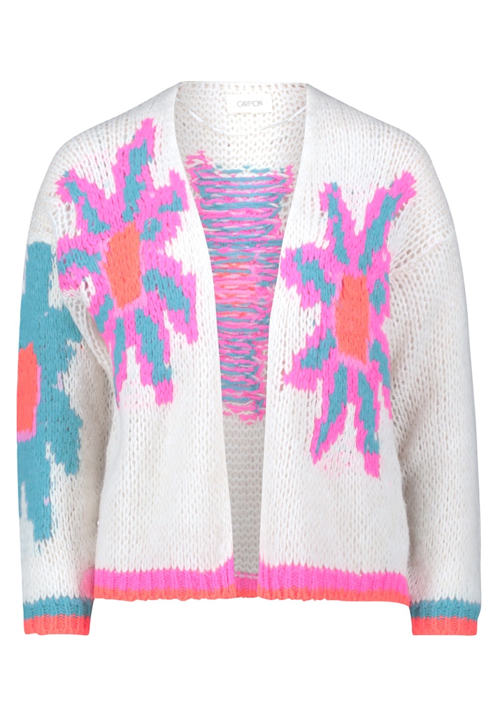 Cartoon Damen Strickjacken Cream/Pink