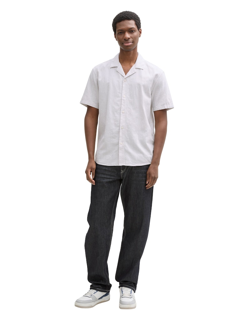 Tom Tailor denim Herren Hemden kurz Chalk Grey Whit