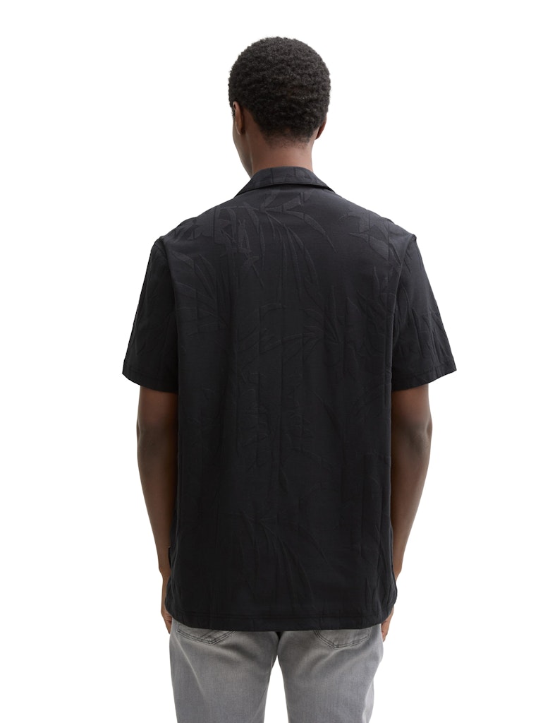 Tom Tailor denim Herren Hemden kurz Black Leaves Ja