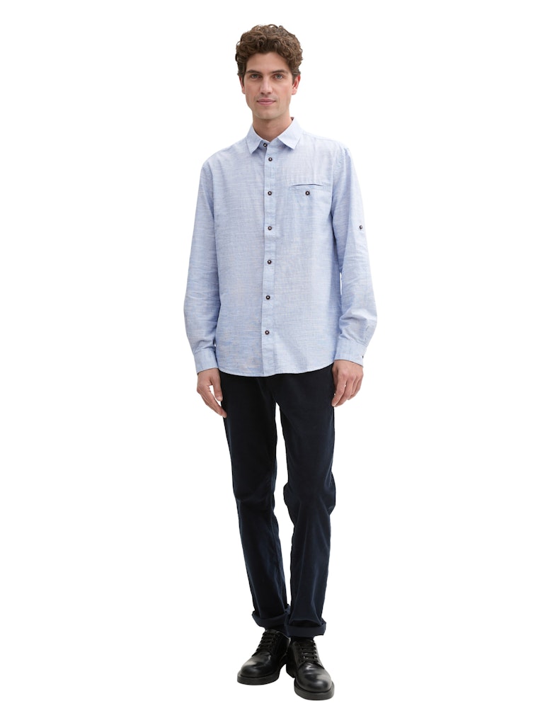 Tom Tailor Herren Hemden lang White Blue Fil