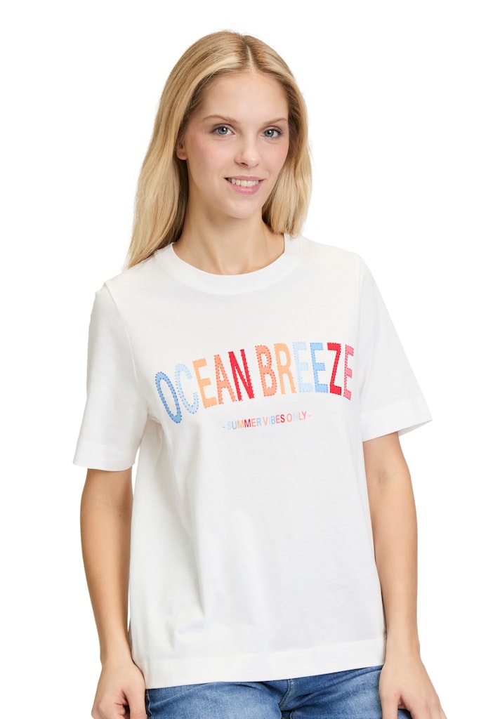 Cartoon Damen T-Shirts Patch Cream/Pin