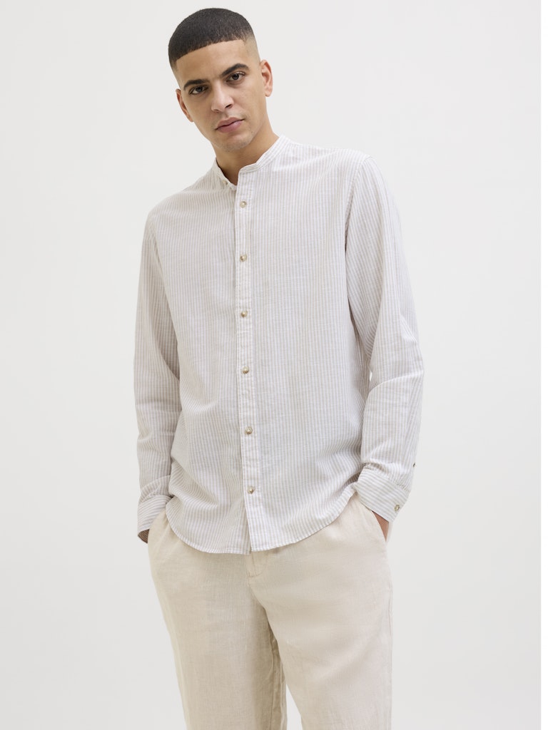 Jack & Jones Herren Hemden lang Oxford Tan/Stri