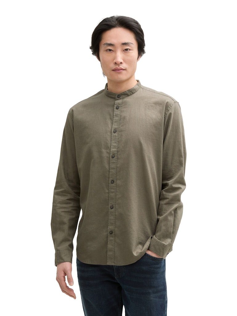 Tom Tailor Herren Hemden lang Smokey Olive Gr