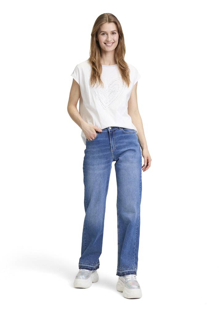 Cartoon Damen T-Shirts Patch Cream/Sil