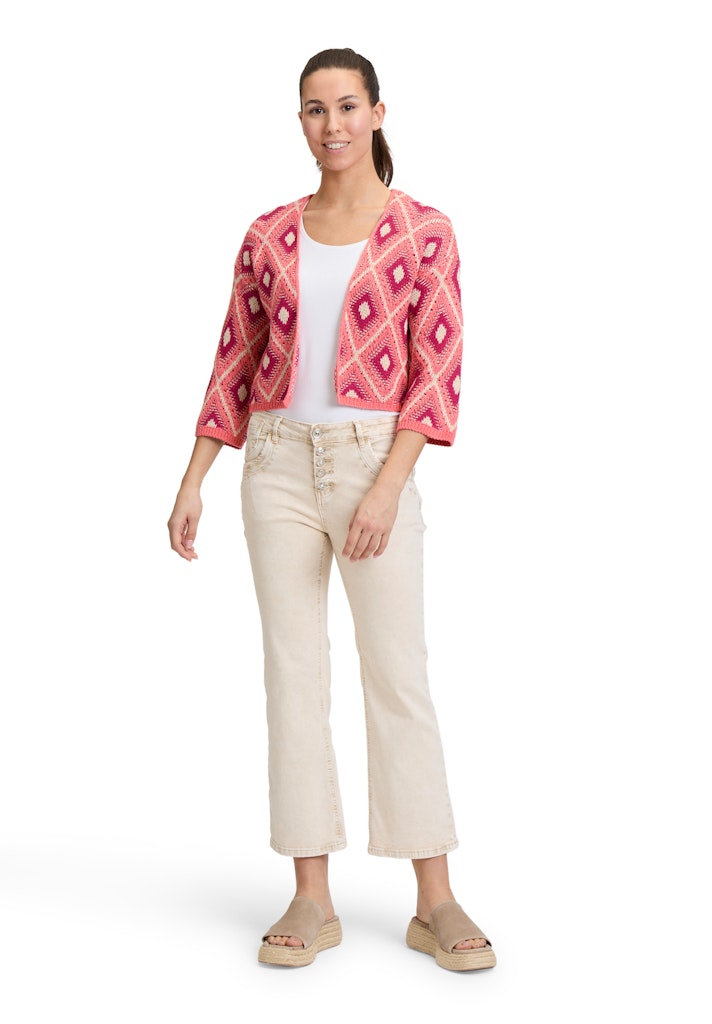 Cartoon Damen Strickjacken Dark Pink-Pink