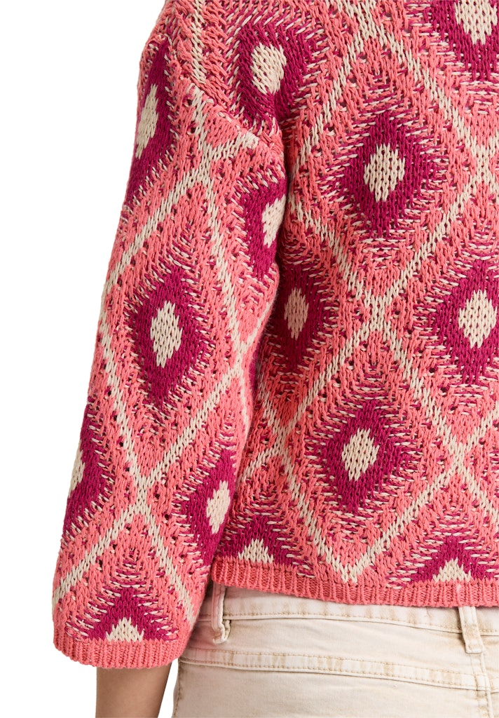 Cartoon Damen Strickjacken Dark Pink-Pink
