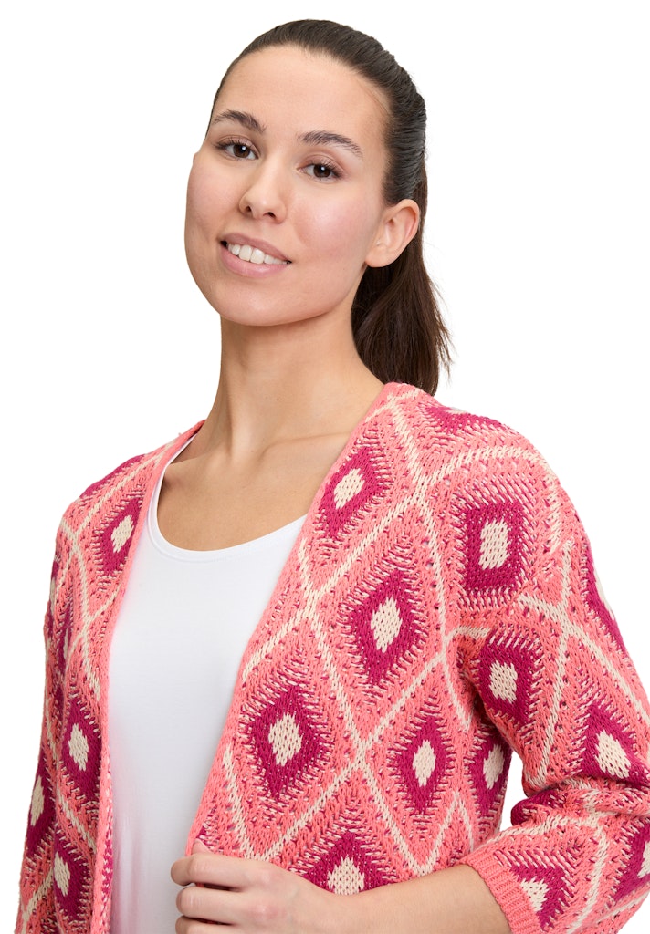 Cartoon Damen Strickjacken Dark Pink-Pink