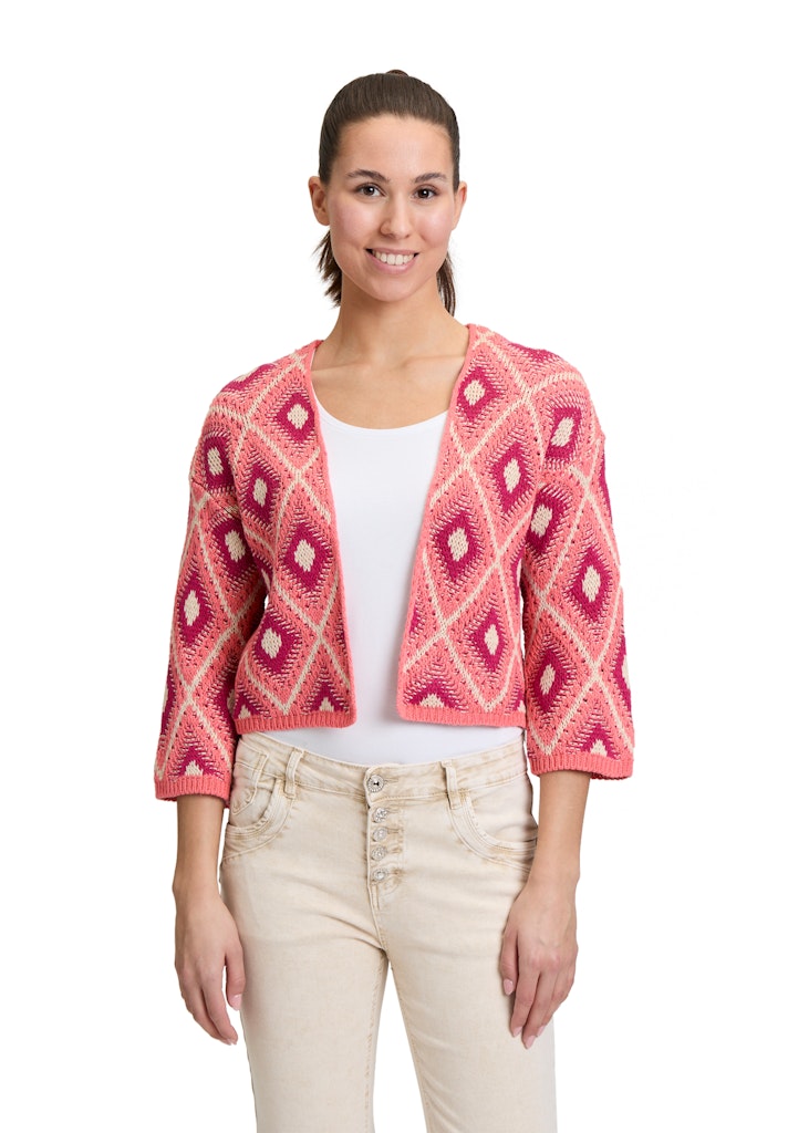 Cartoon Damen Strickjacken Dark Pink-Pink