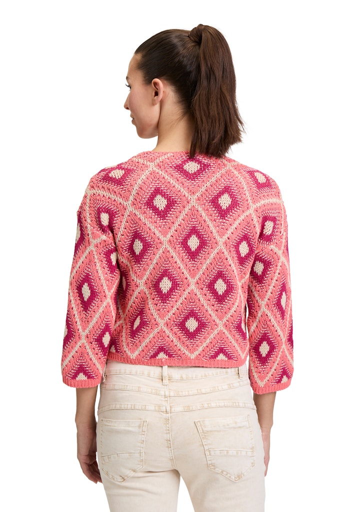 Cartoon Damen Strickjacken Dark Pink-Pink