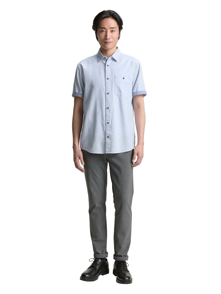 Tom Tailor Herren Hemden kurz Powder Blue Zig