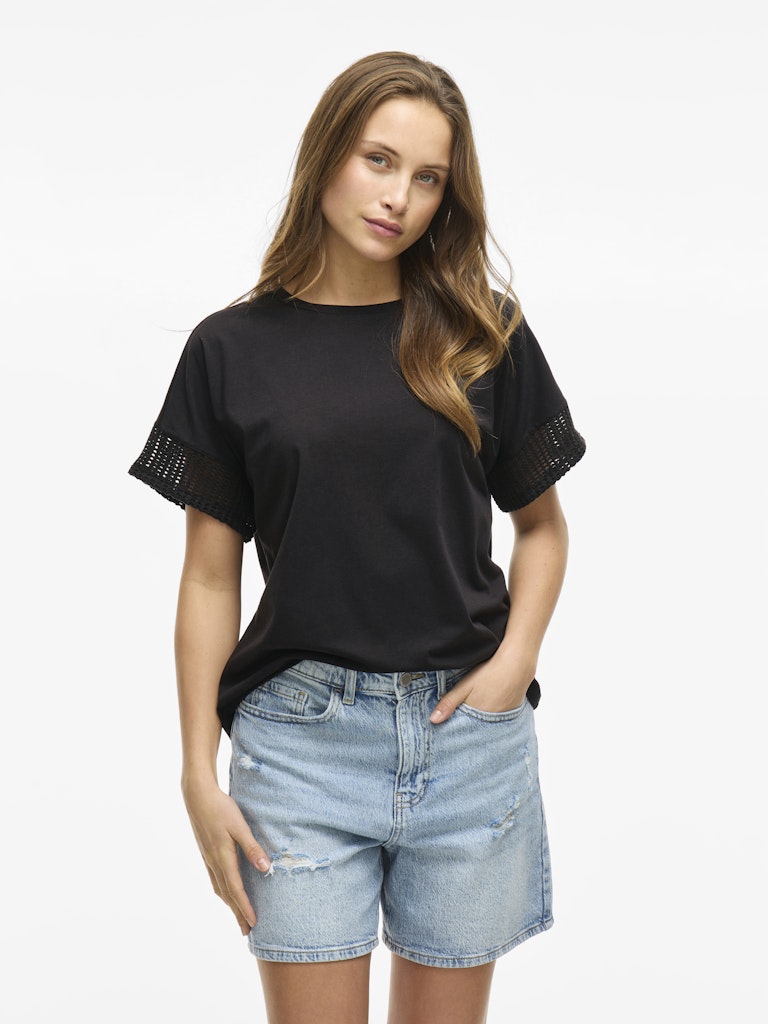 Vila Damen T-Shirts Black Beauty
