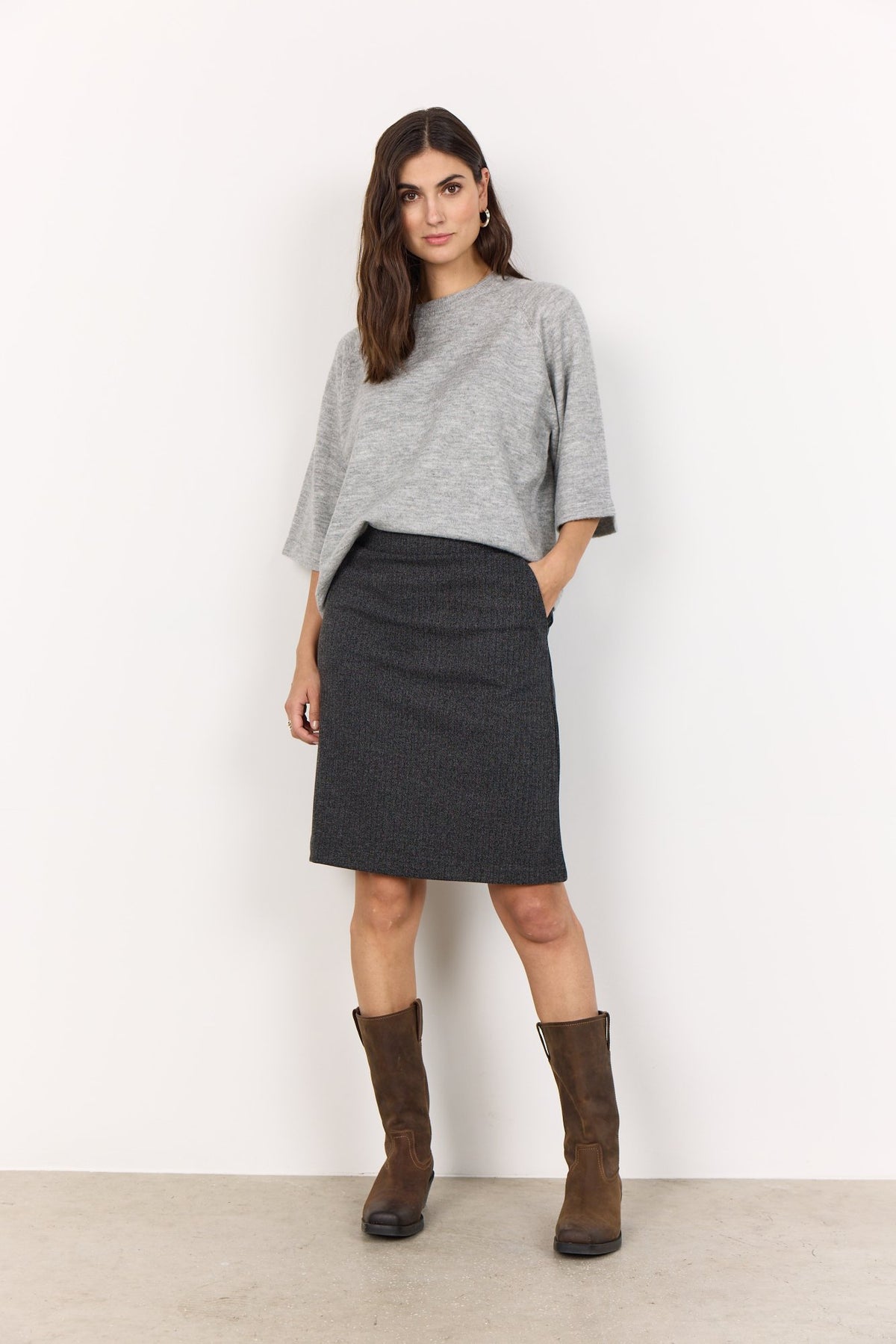 Soya Concept Damen Pullover Lt Grey Melange