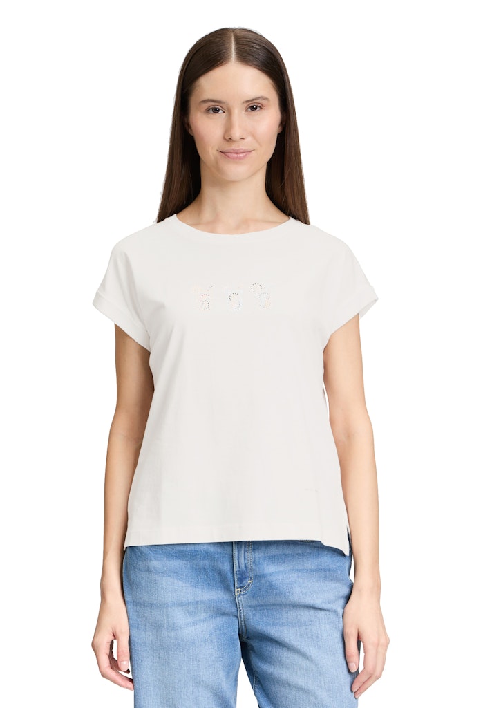 Cartoon Damen T-Shirts Patch Cream/Pin