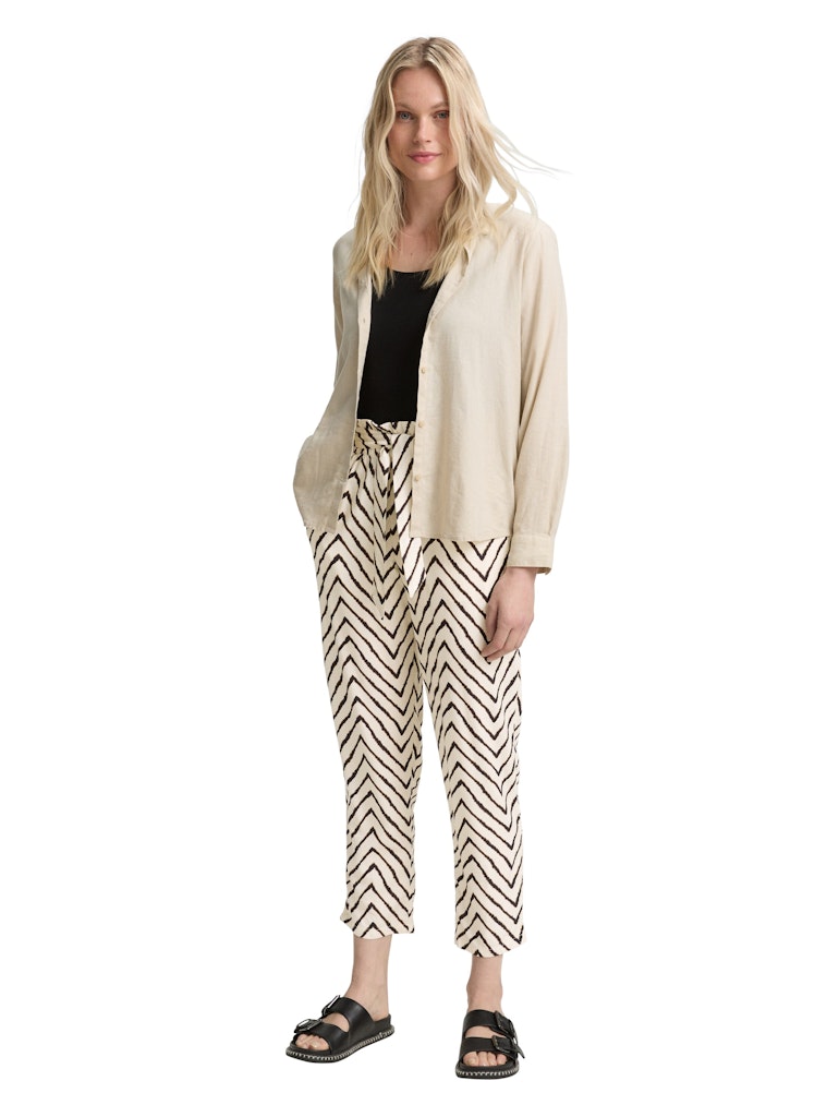 Tom Tailor Damen Hosen Natural Zig Zag