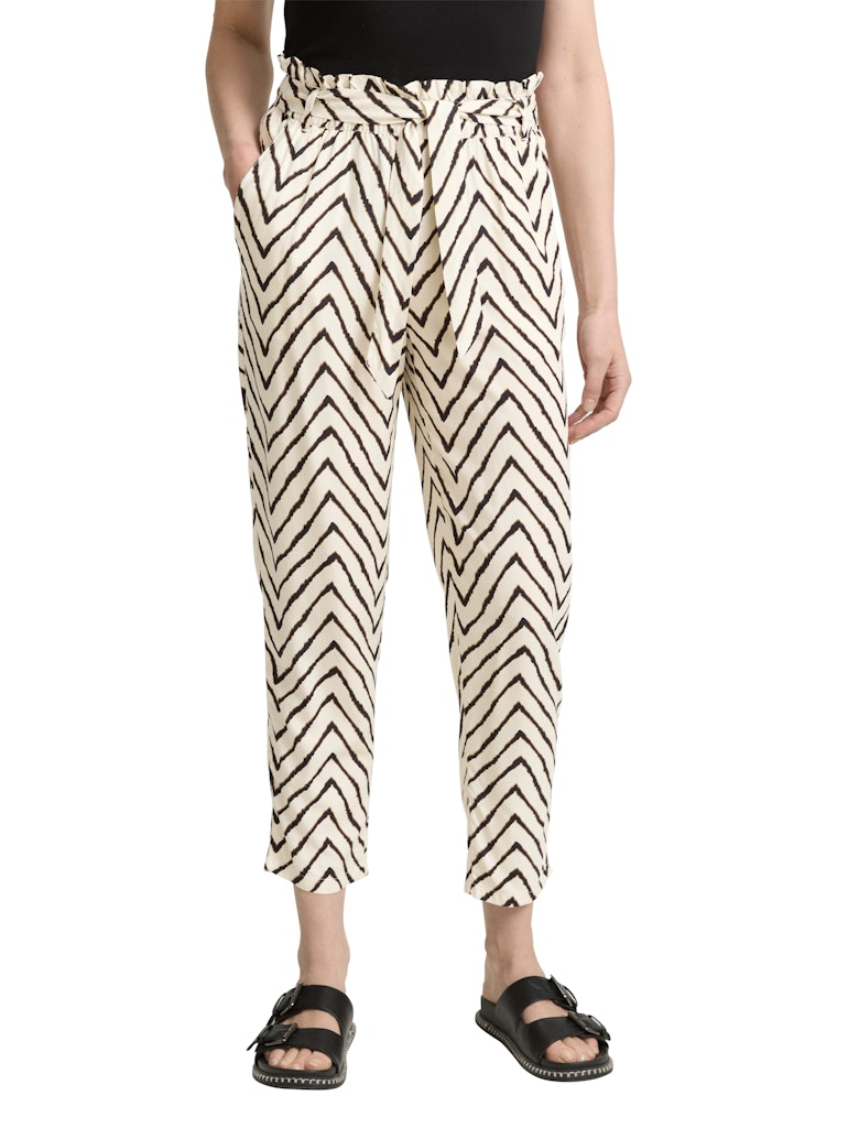 Tom Tailor Damen Hosen Natural Zig Zag