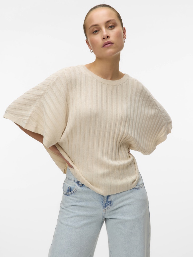 Vero Moda Damen Pullover Oatmeal/W. Mela