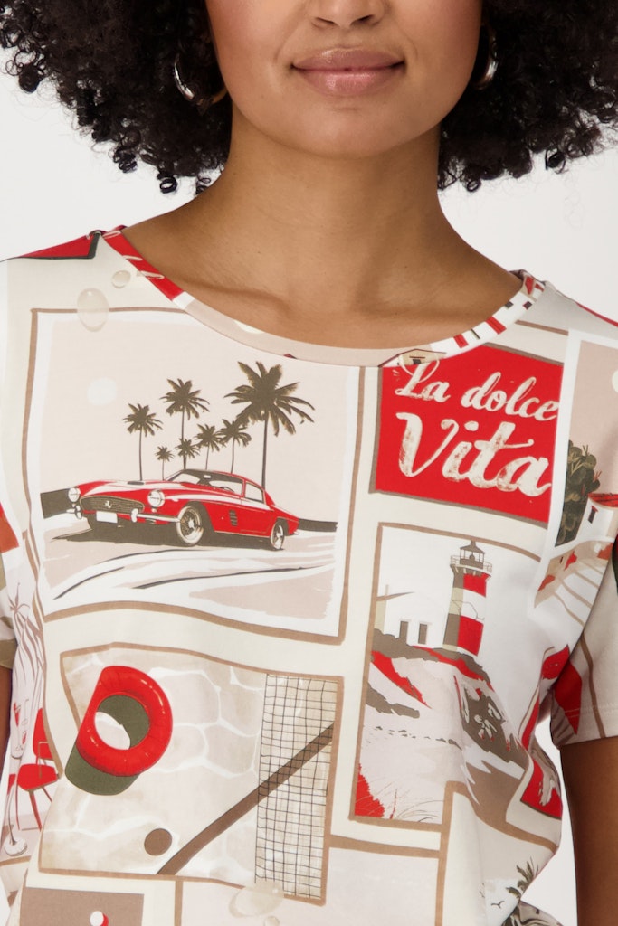 Monari Damen T-Shirts Red Gemustert