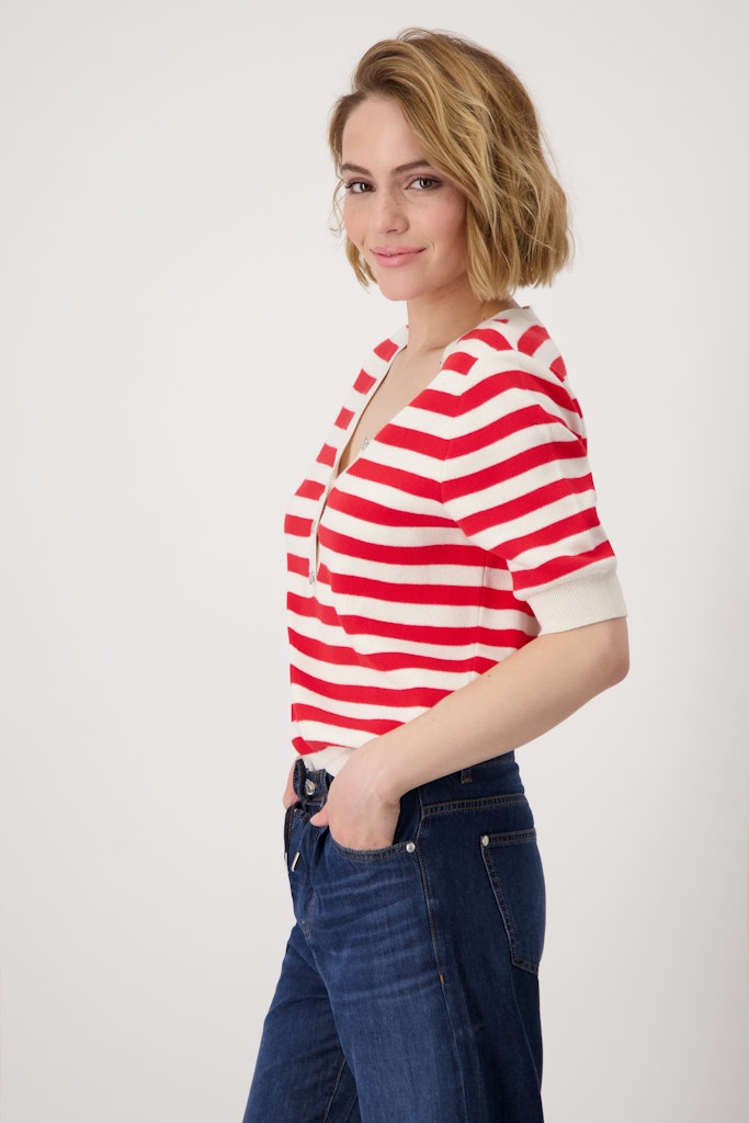 Monari Damen Pullover  Red Ringel