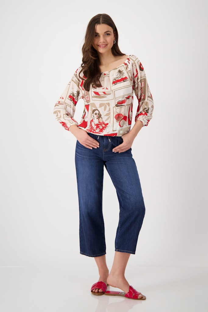 Monari Damen Blusen  Red Gemuste