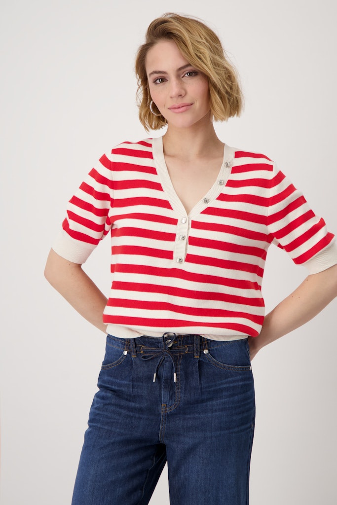 Monari Damen Pullover  Red Ringel