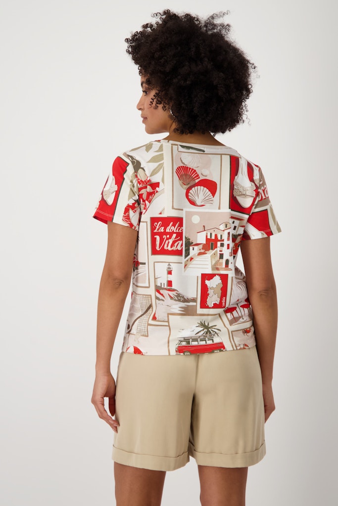 Monari Damen T-Shirts Red Gemustert