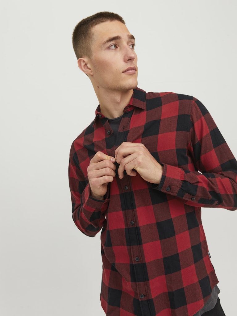 Jack & Jones Herren Hemden lang Brick Red/Slim