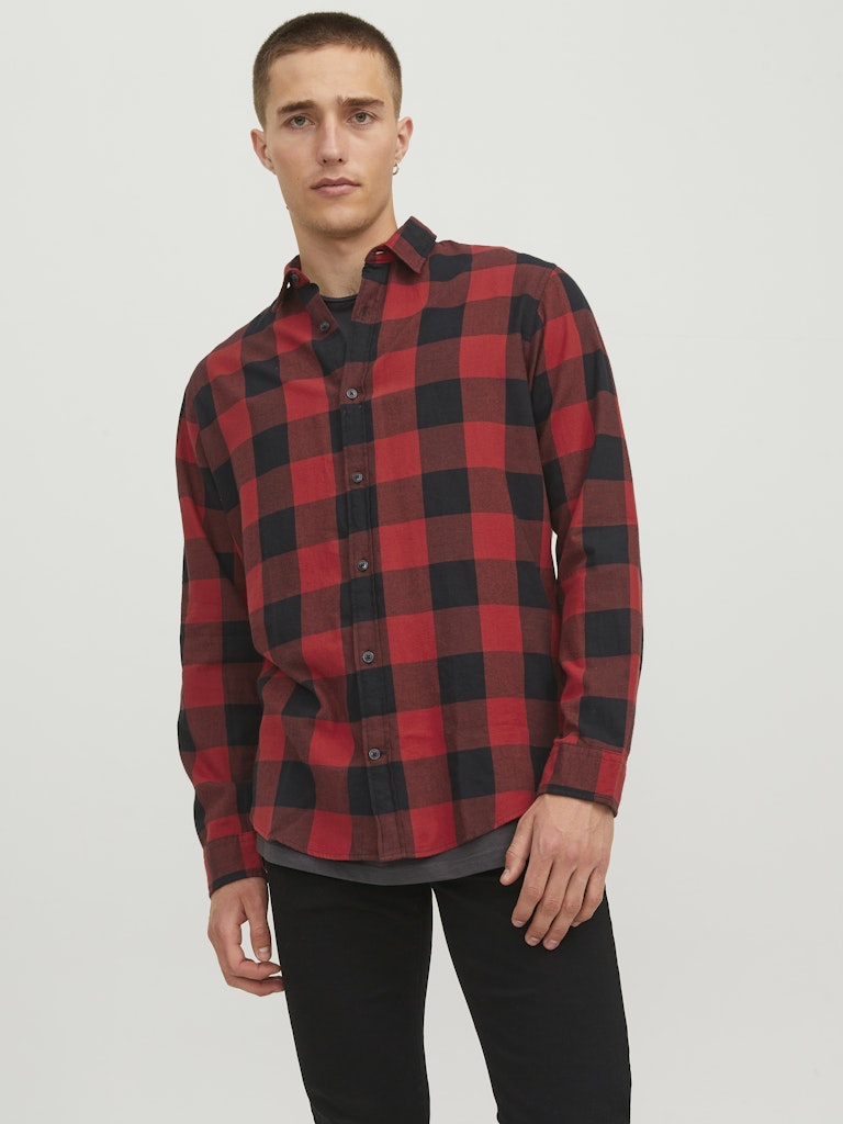 Jack & Jones Herren Hemden lang Brick Red/Slim