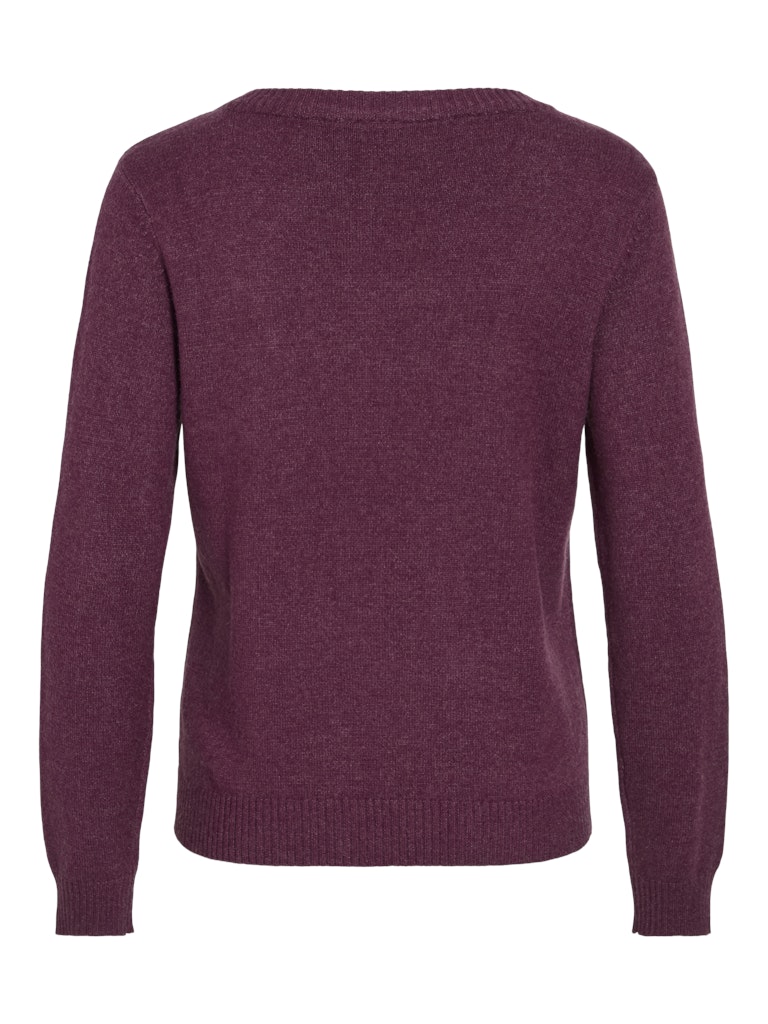Vila Damen Pullover Fig/Dark Melang