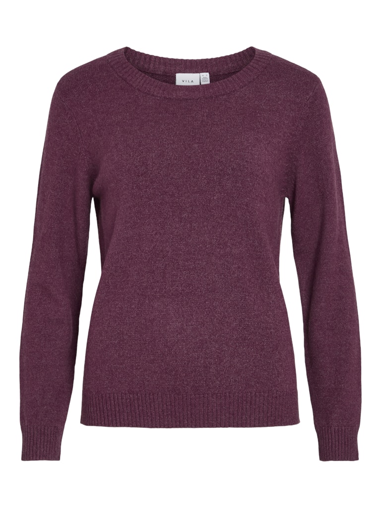 Vila Damen Pullover Fig/Dark Melang