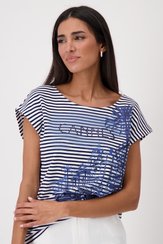 Monari Damen T-Shirts Navy Blue Ringe