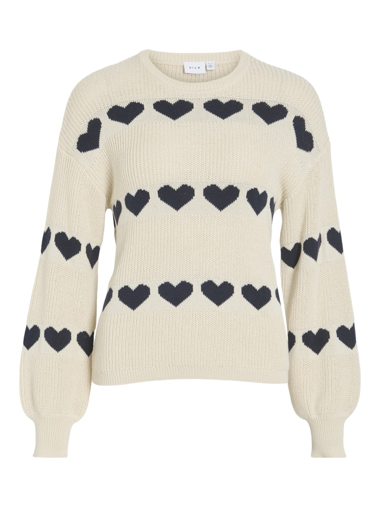 Vila Damen Pullover Birch/Navy Blaz