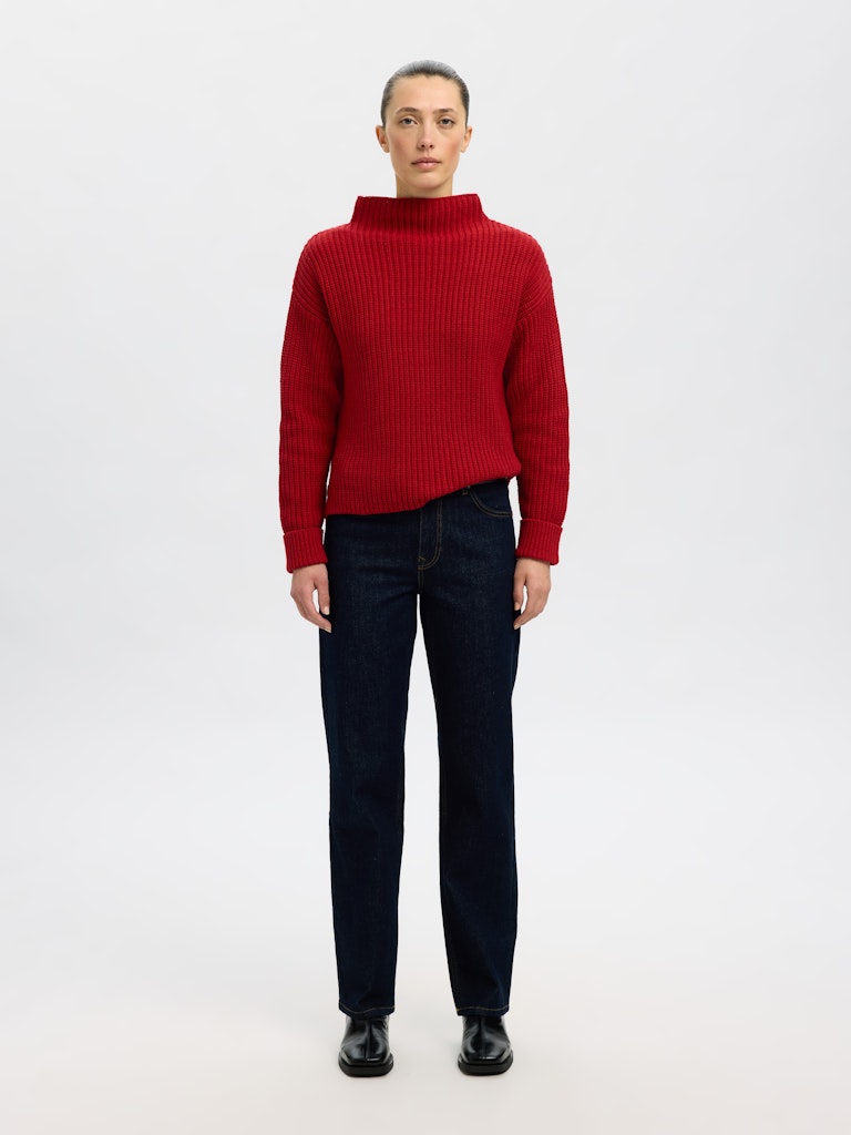Selected Femme Damen Pullover Equestrian Red