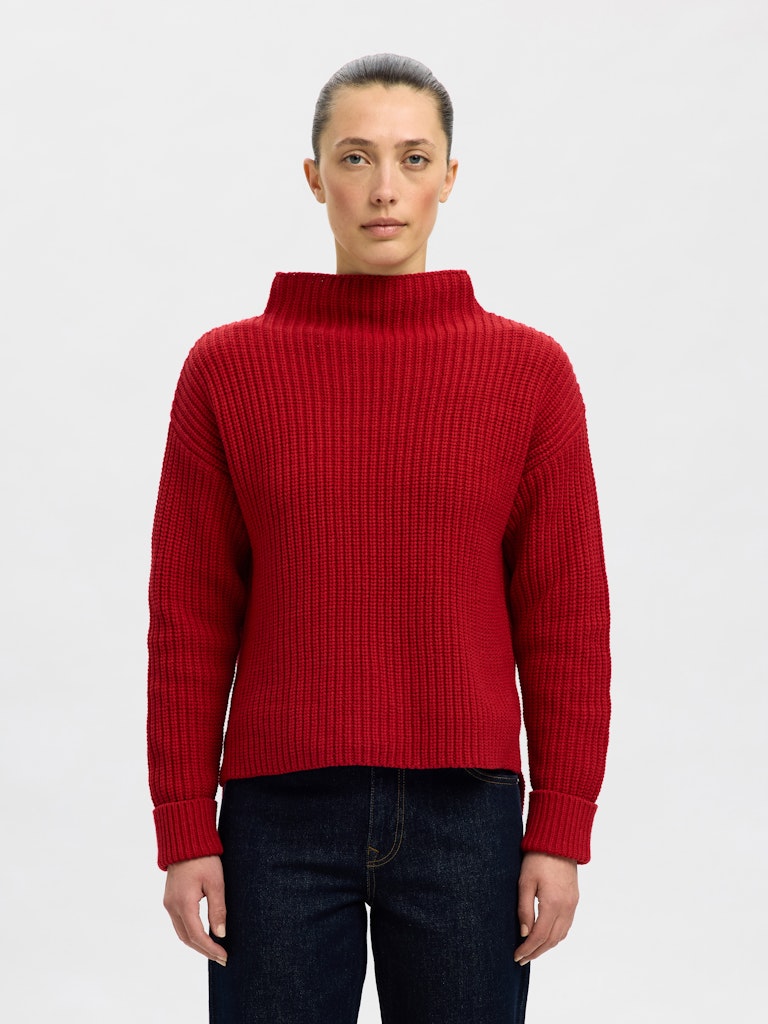 Selected Femme Damen Pullover Equestrian Red