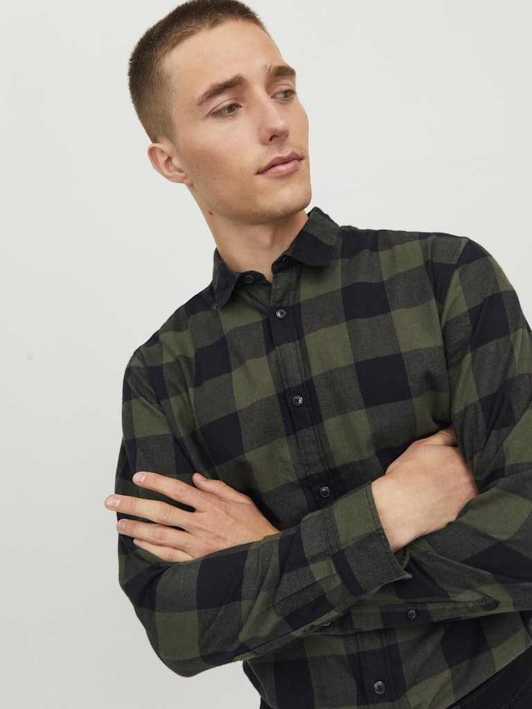 Jack & Jones Herren Hemden lang Dusty Olive/Sli