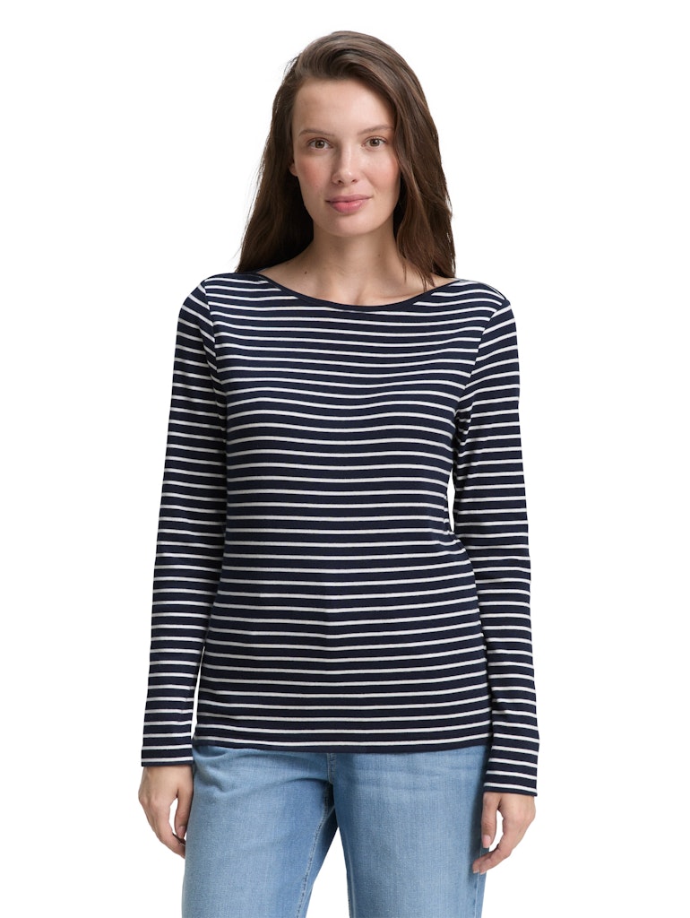 Tom Tailor Damen T-Shirts Navy Offwhite T