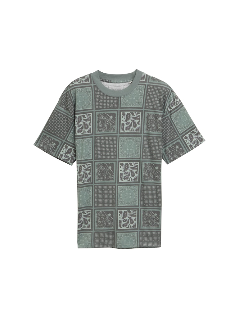 Tom Tailor denim Herren T-Shirts kurz Grey Green Patc