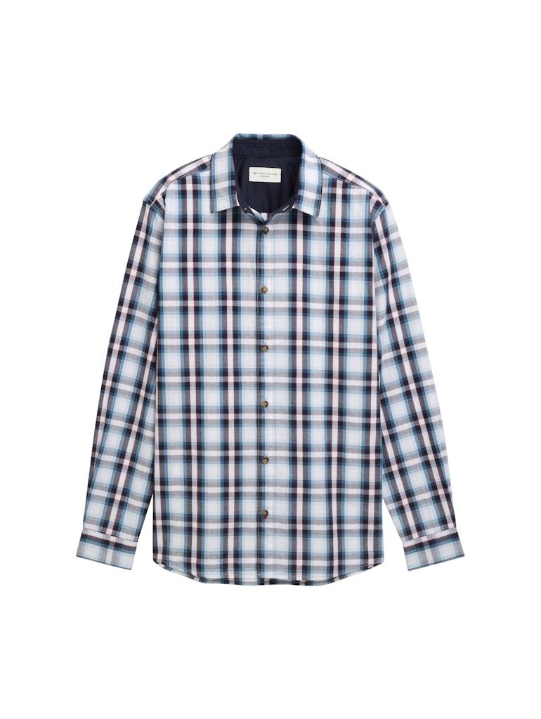 Tom Tailor Herren Hemden lang White Blue Shad