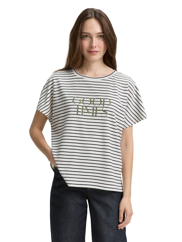 Tom Tailor Damen T-Shirts Offwhite Navy T