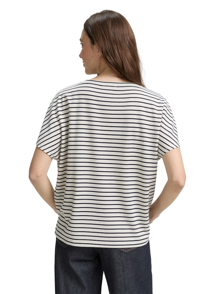Tom Tailor Damen T-Shirts Offwhite Navy T