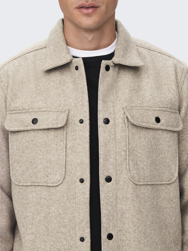 Only & Sons Herren Hemden lang Chinchilla