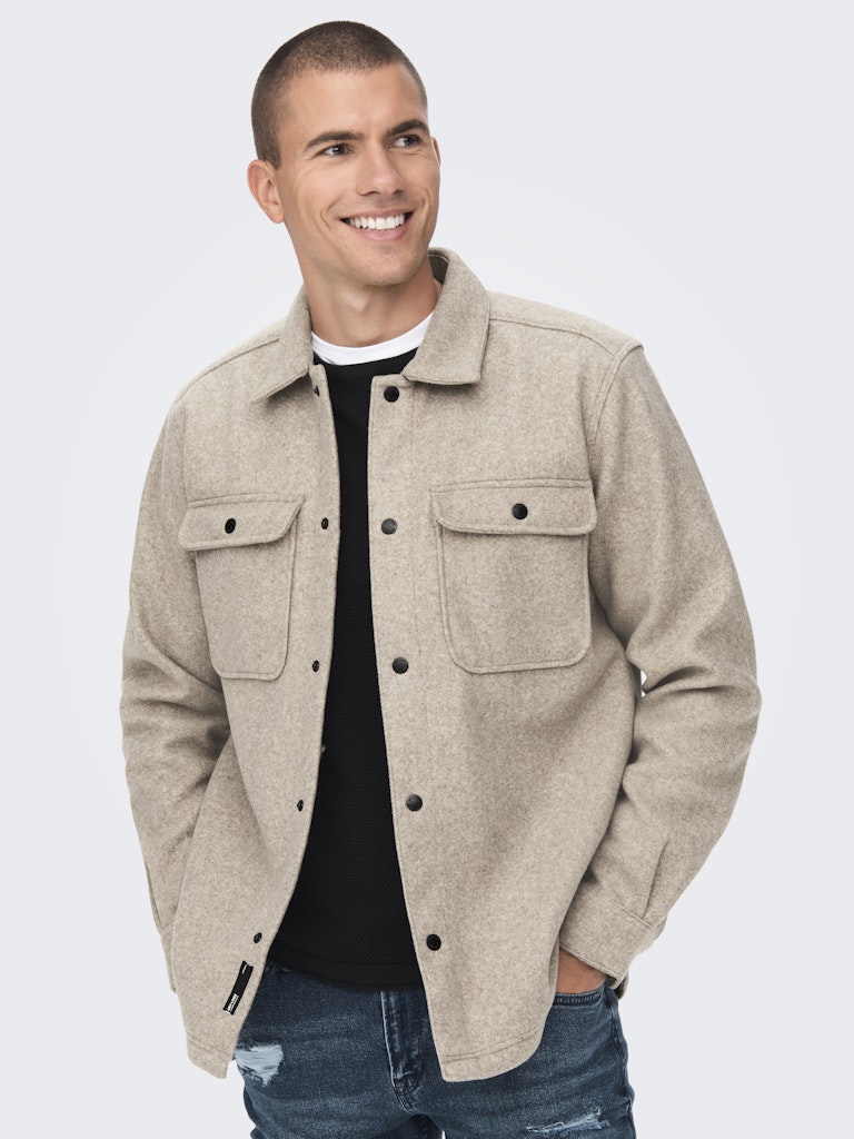 Only & Sons Herren Hemden lang Chinchilla